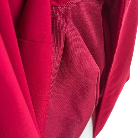 QEARAL Womens XL Deep V Neck Chiffon Blouse Balloon Sleeve Pop Over Fully Lined - Picture 6 of 10